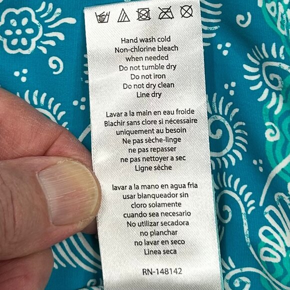 Betty's Beach Bungalow Blue Turquoise One Piece Floral Swimsuit Size 14 - Picture 8 of 8